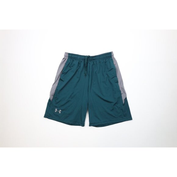 Under Armour Other - Under Armour Mens Large Loose HeatGear Color Block Gym Basketball Shorts Green